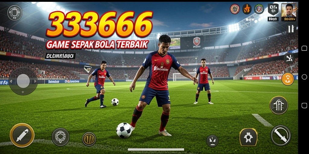 Gameplay menarik di lapangan sepak bola dengan aksi seru.