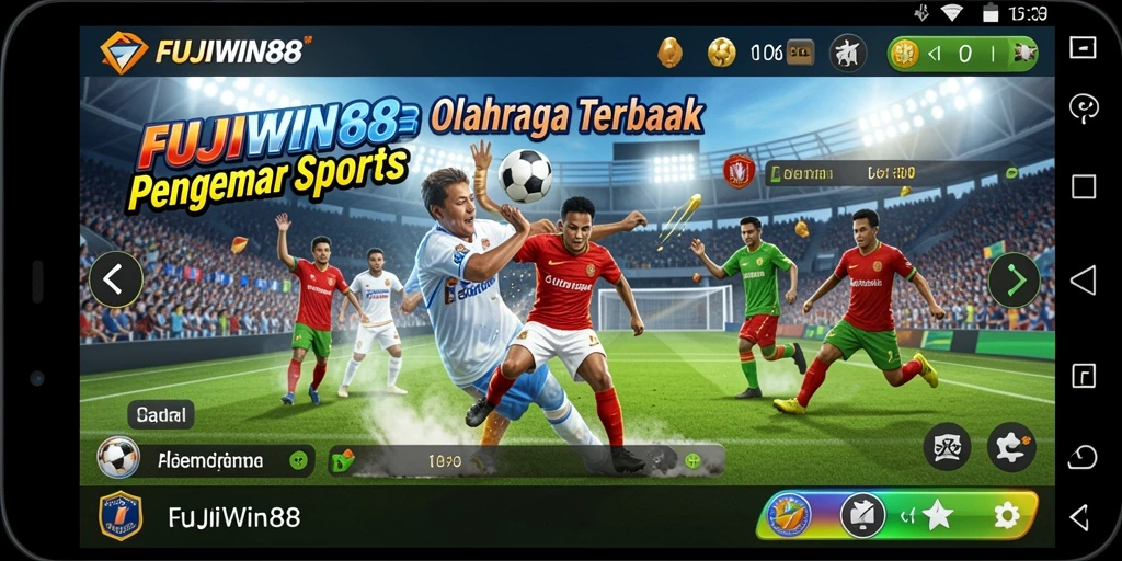 Tampilan gameplay FUJIWIN88 dengan karakter olahraga yang dinamis.