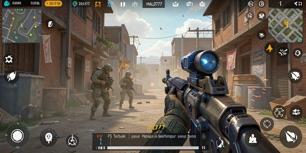 Tangkapan layar menunjukkan aksi menegangkan dalam permainan HALO777 FPS.
