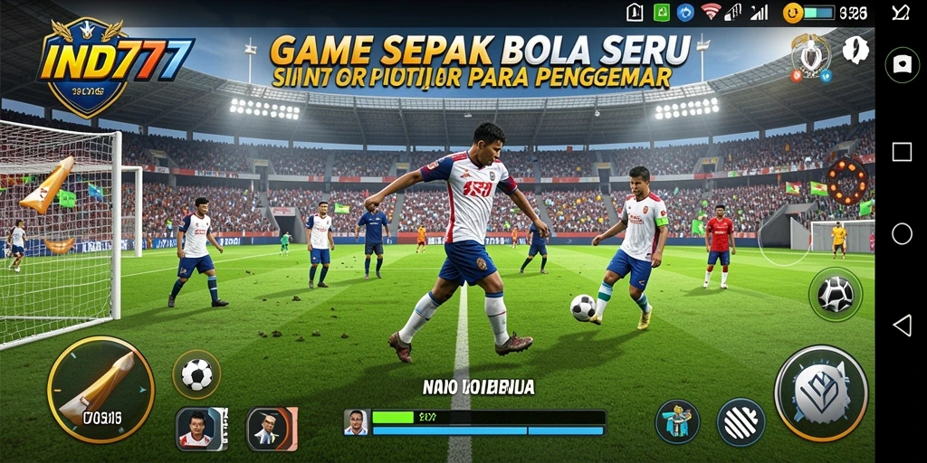 Gameplay menegangkan dalam pertandingan sepak bola yang mendebarkan.