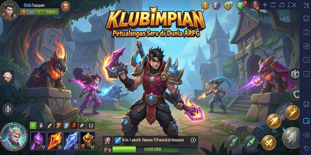 Menampilkan aksi seru dalam dunia KLUBIMPIAN ARPG.