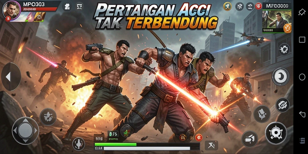 Tampilkan gameplay mendebarkan dari MPO303 saat karakter bertarung.