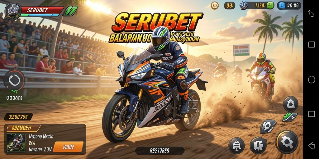 Tampilan seru gameplay balapan motor di SERUBET.