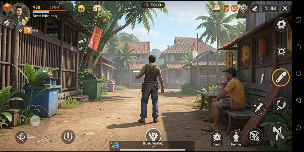 Screenshot V98 menampilkan gameplay simulasi yang menyenangkan dan interaktif.