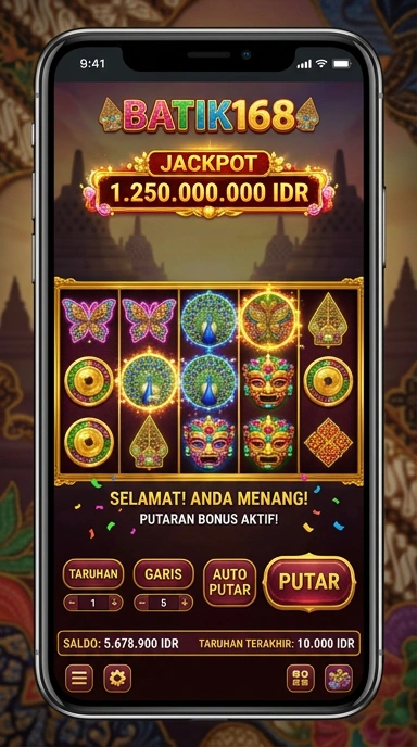 Tampilan utama aplikasi batik168 yang menarik dan user-friendly.